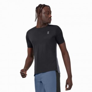 Black On Performance Long Men's T-shirts | KIB438261