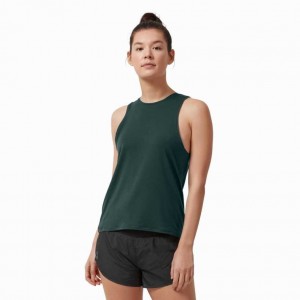 Dark Green On Active Women's Tank Top | FUJ206573