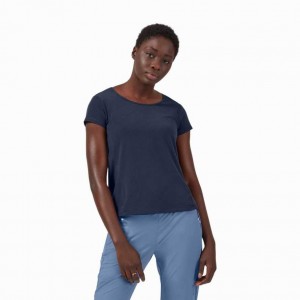 Navy On Active Breathe Women's T-shirts | JRD270413