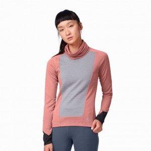 Rose / Khaki On Weather Women's Running Shirts | BIJ196572