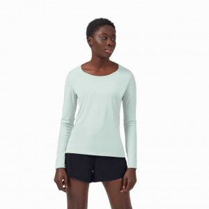 Turquoise On Performance Long Women's T-shirts | KIZ718045