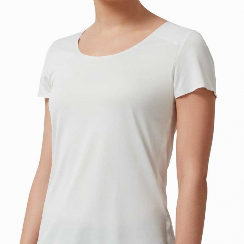 Beige / White On Performance Long Women's T-shirts | APJ893510