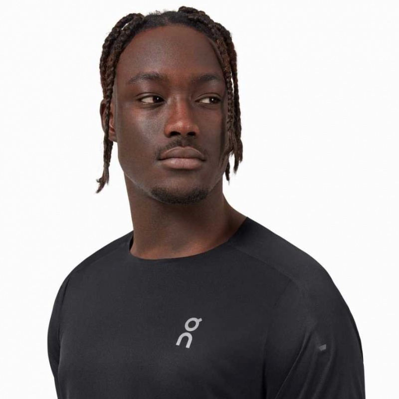 Black On Performance Long Men's T-shirts | KIB438261