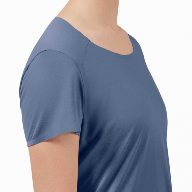 Blue / Black On Performance Long Women's T-shirts | ZRQ985301