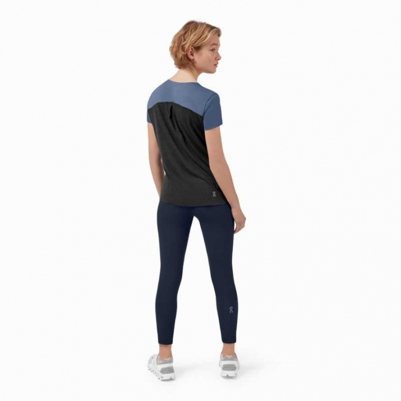 Blue / Black On Performance Long Women's T-shirts | ZRQ985301