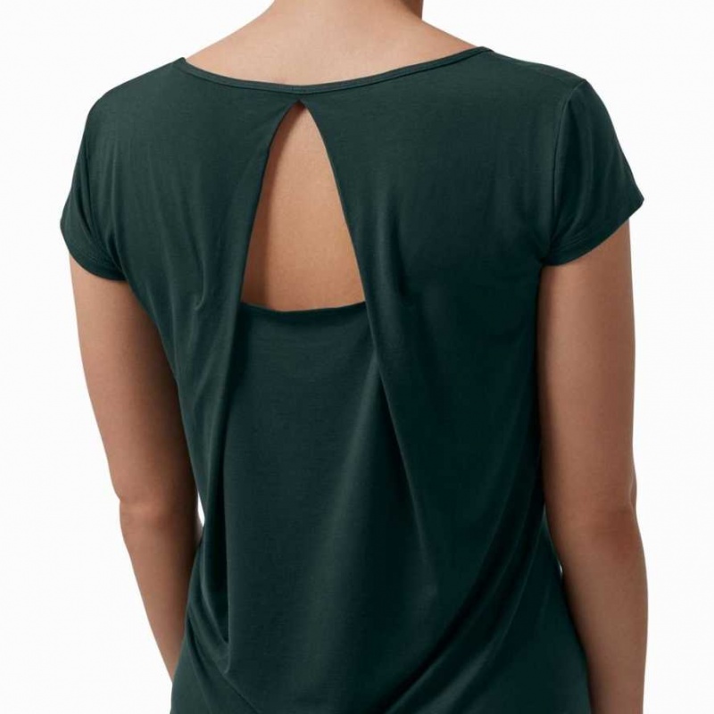 Dark Green On Active Breathe Women's T-shirts | QML187693