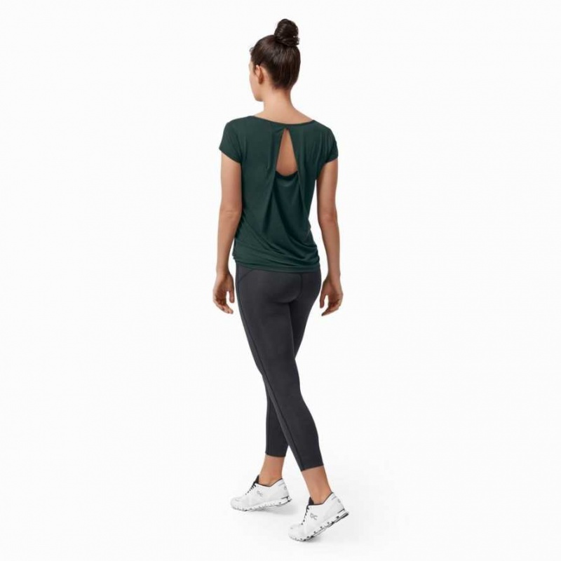 Dark Green On Active Breathe Women's T-shirts | QML187693