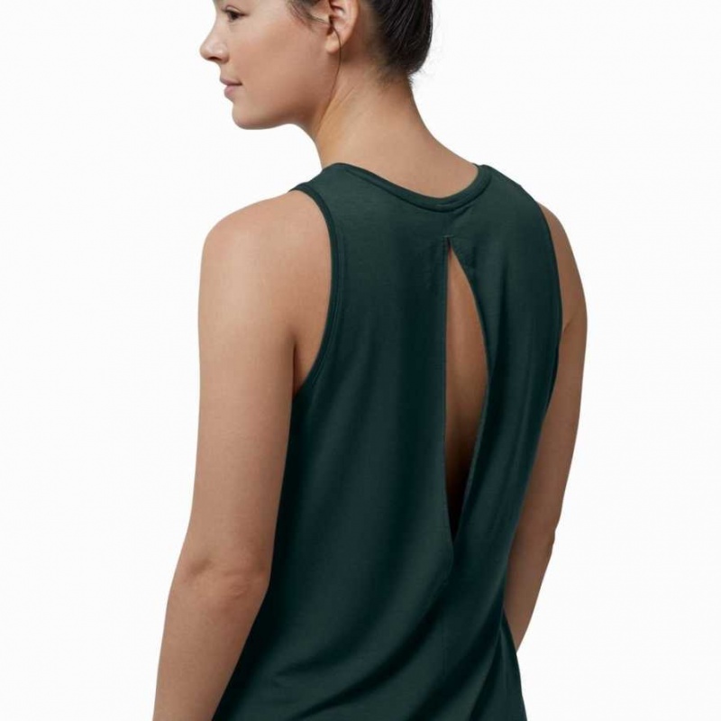 Dark Green On Active Women's Tank Top | FUJ206573