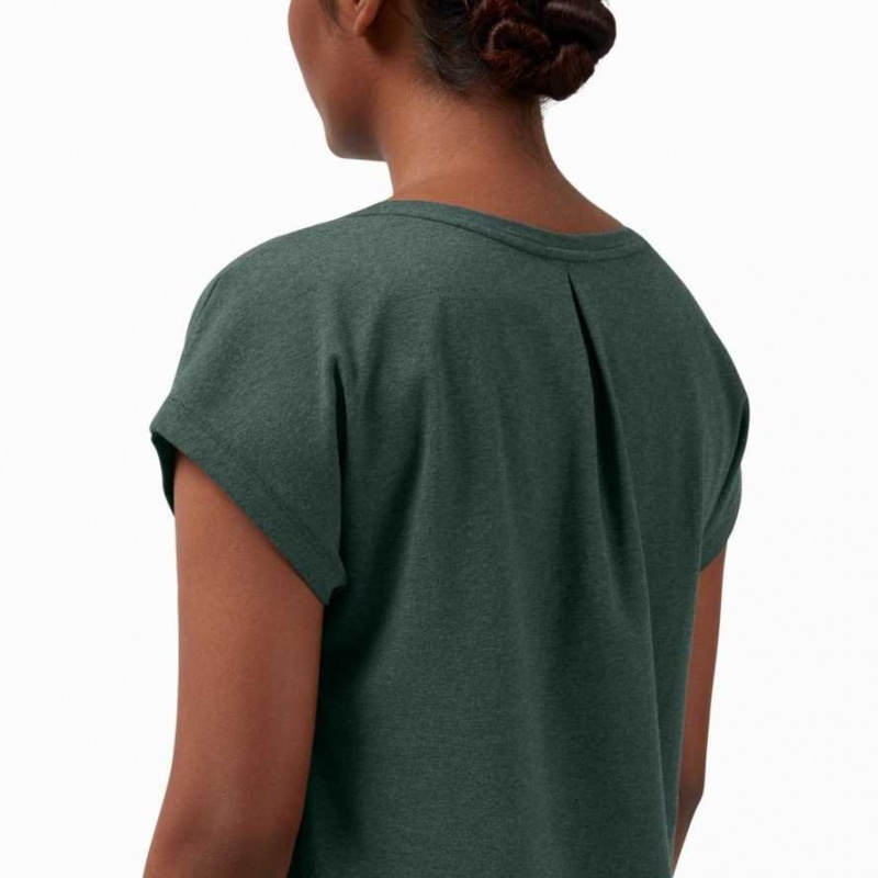 Dark Green On Women's T-shirts | MOW924035