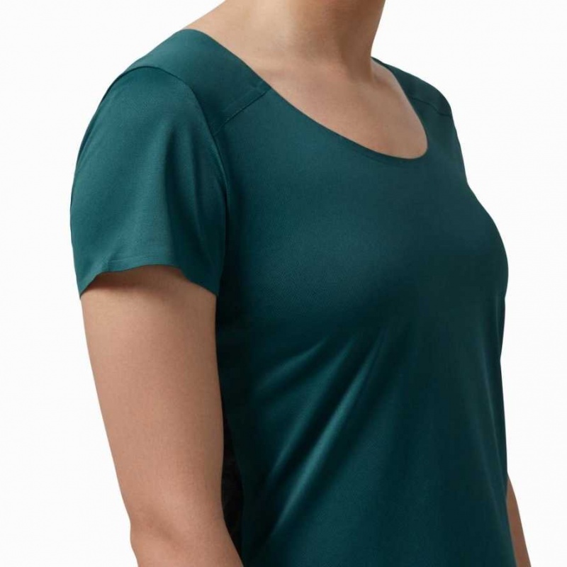 Green / Black On Performance Long Women's T-shirts | XGK387429