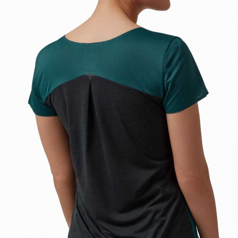 Green / Black On Performance Long Women's T-shirts | XGK387429