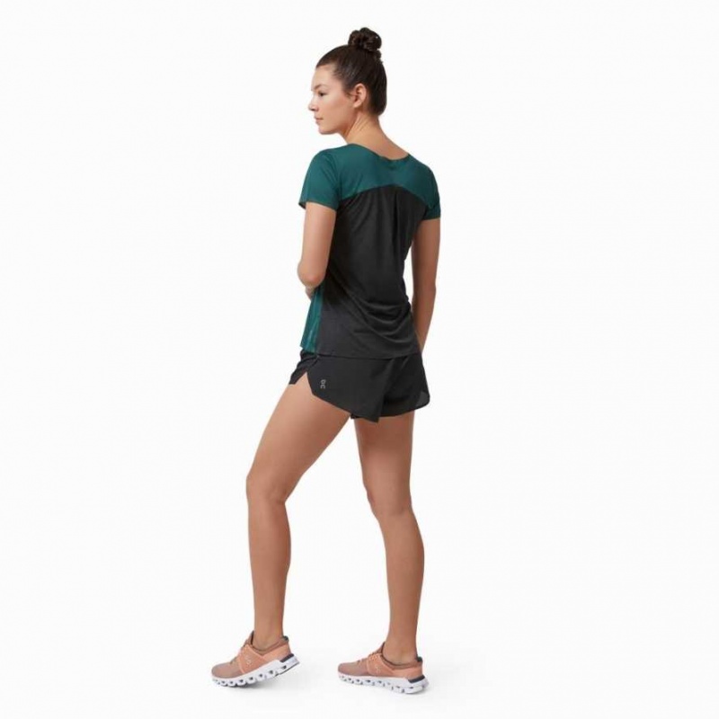 Green / Black On Performance Long Women's T-shirts | XGK387429