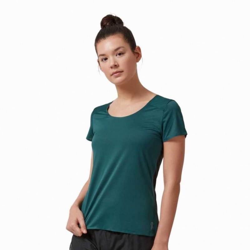 Green / Black On Performance Long Women\'s T-shirts | XGK387429