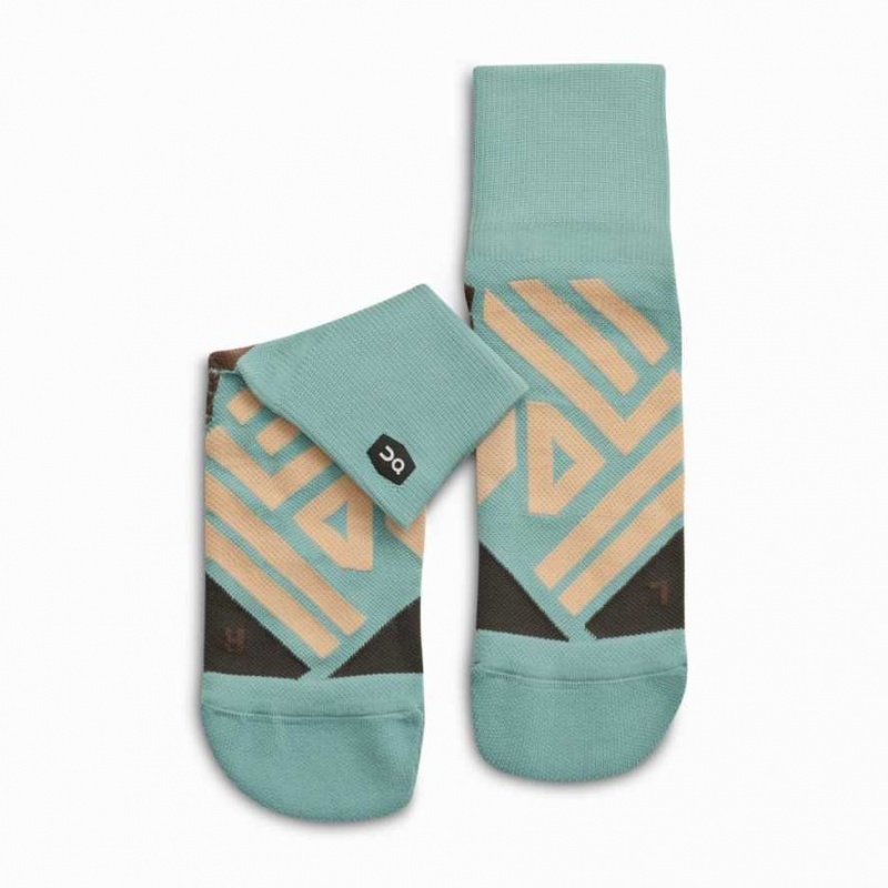 Green / Brown Rose On Mid Socks | XKQ694285