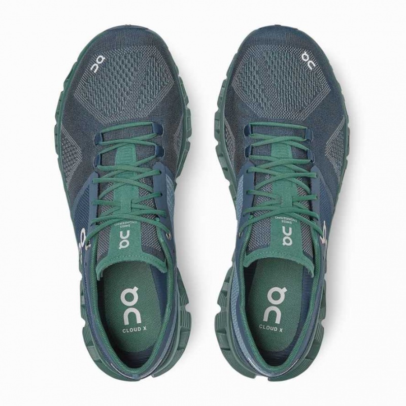 Green / Dark Blue On Cloud X Men's Training Shoes | QVY872140