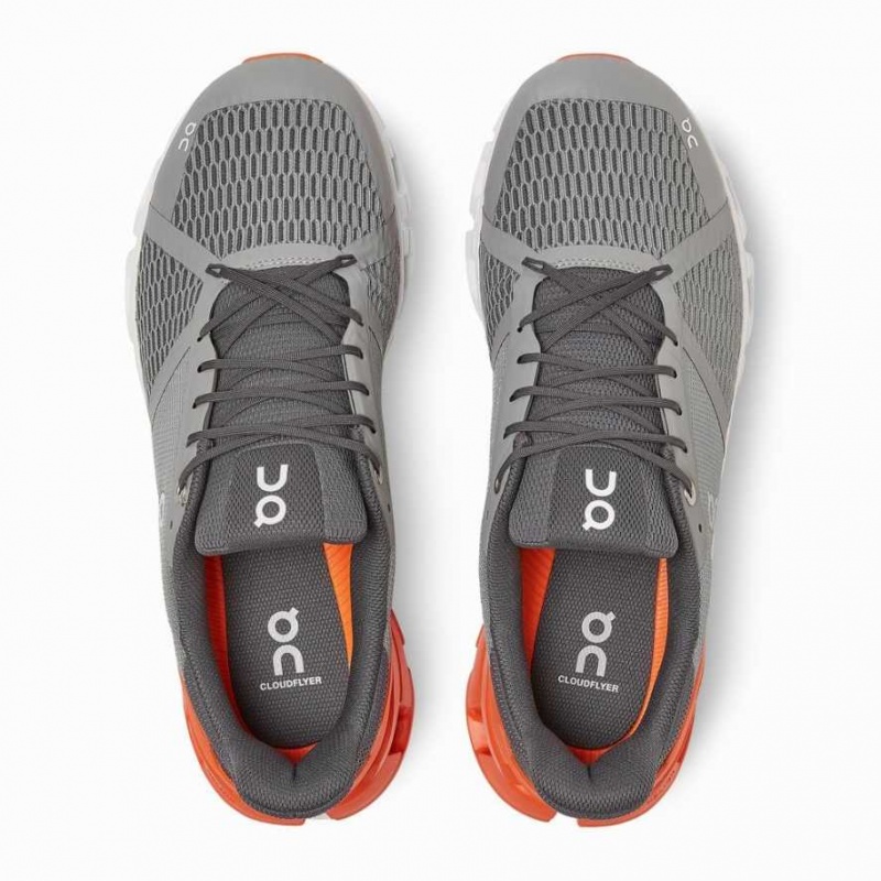 Grey / Orange On Cloudflyer Men's Road Running Shoes | OMZ678345