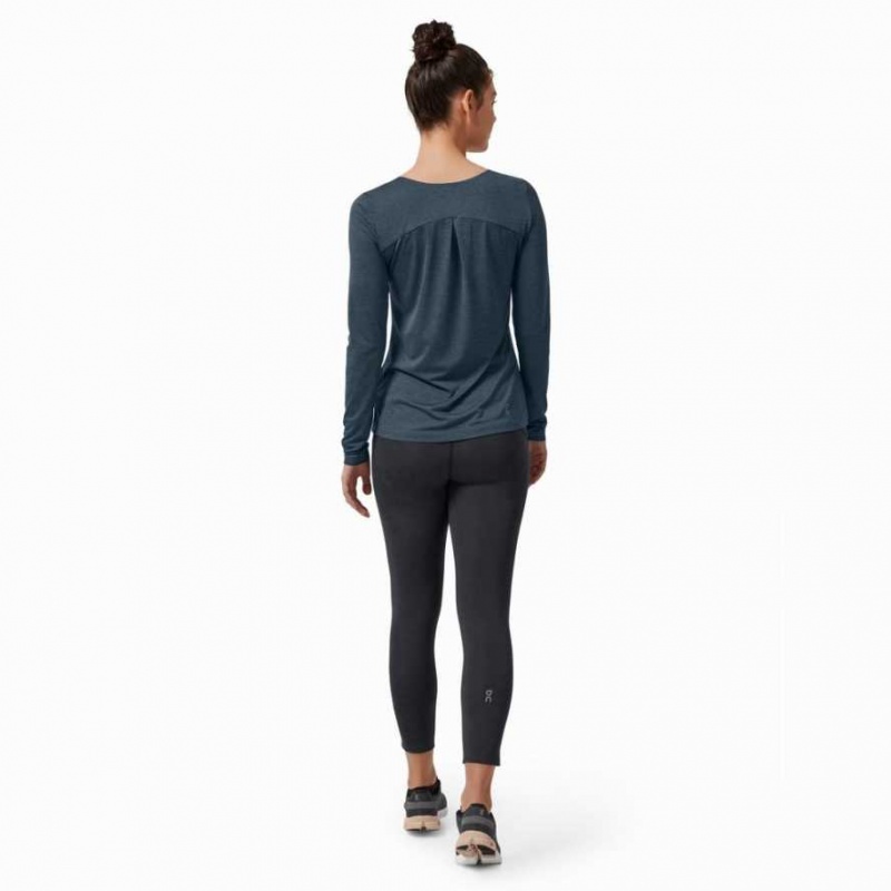 Navy On Performance Long Women's T-shirts | VYU064859