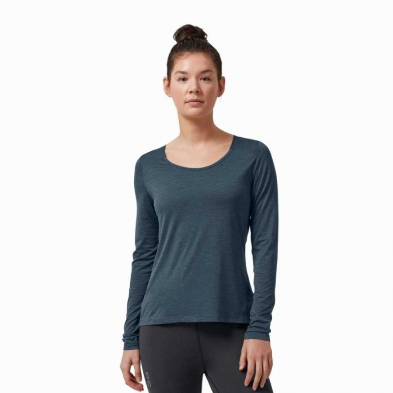 Navy On Performance Long Women\'s T-shirts | VYU064859